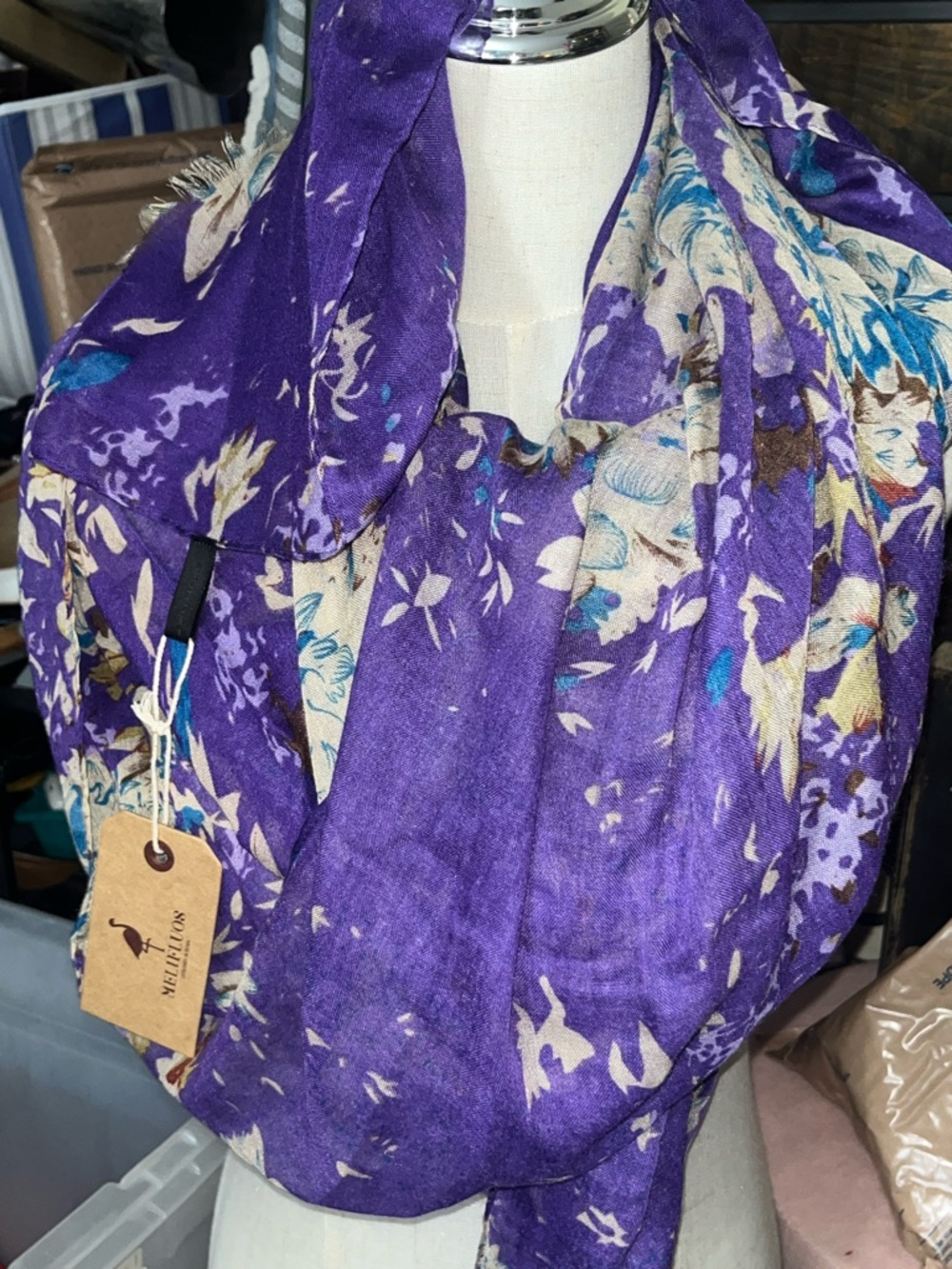 Floral Purple Lightweight Scarf & Wrap
